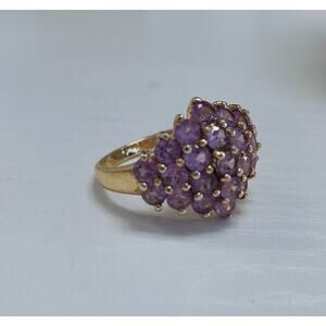 Vermeil Gold Over 925 Sterling Silver Purple Sapphire Cluster Ring Size 9